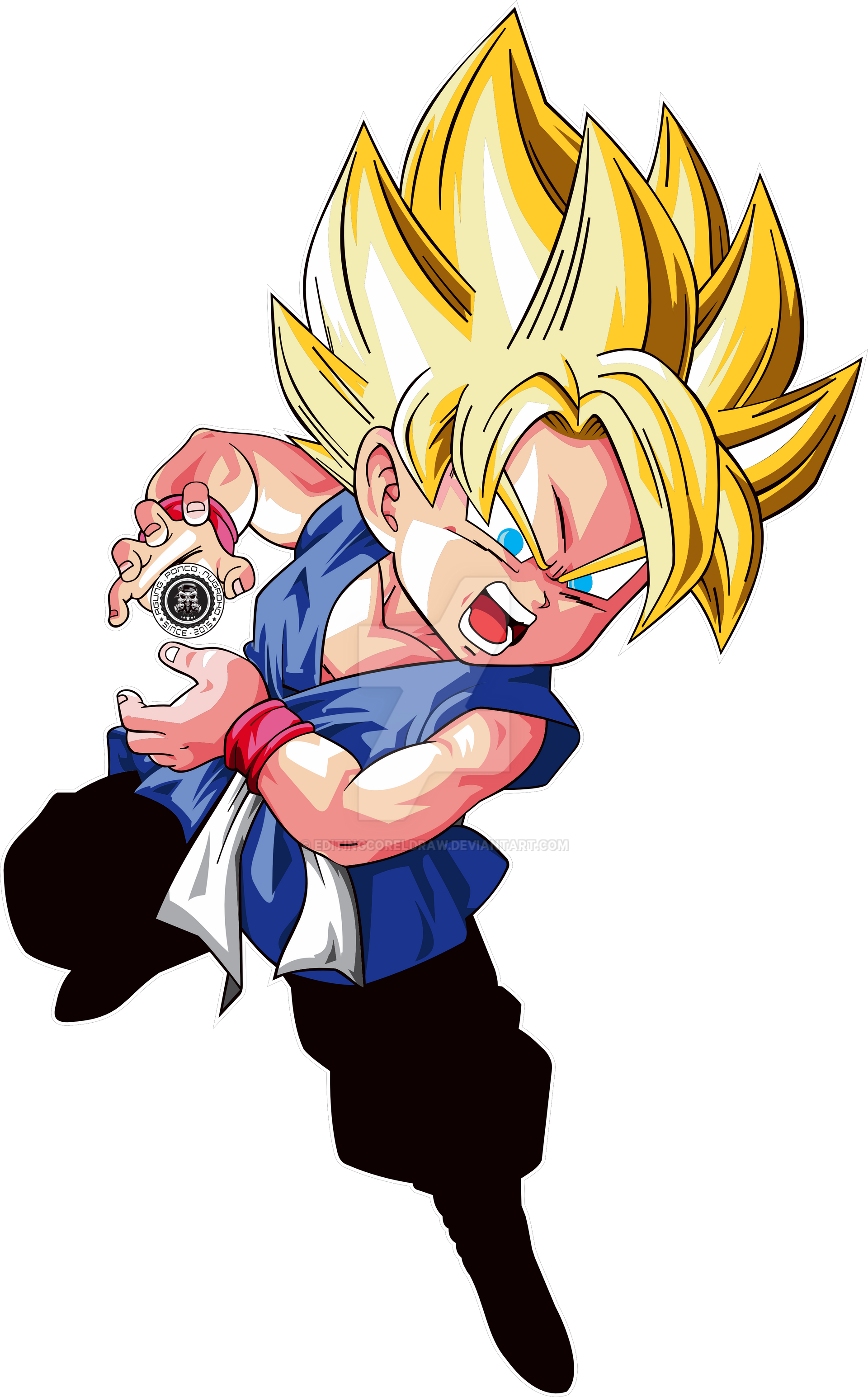 Aqui aparece una imagen de Goku ssj realizando un Kamehamehaa